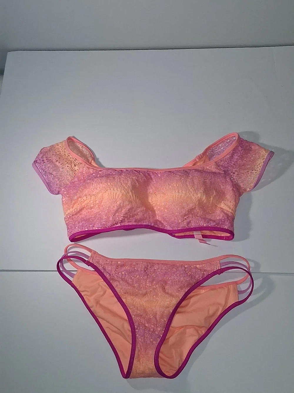Victoria's Secret Tri-Color Lace-Trim Bikini Set Size Medium